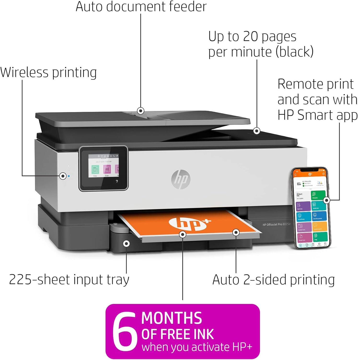 HP OfficeJet Pro 8025e Wireless Color All-in-One Printer