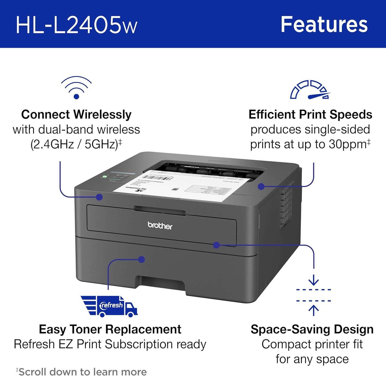 Design & Build Quality Brother HL-L2405W Laser Printer