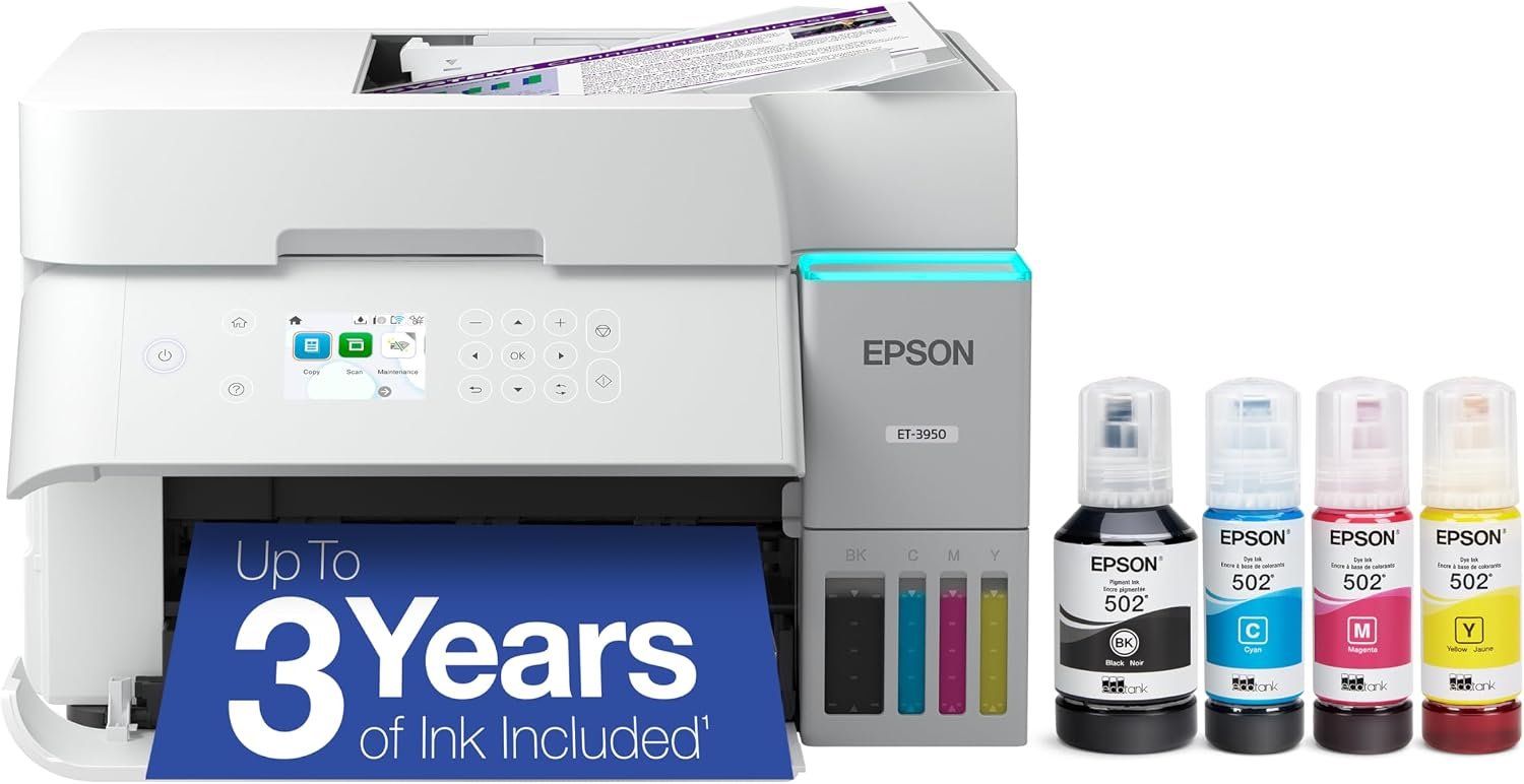 Epson EcoTank ET-3950 Wireless Color All-in-One Supertank Printer